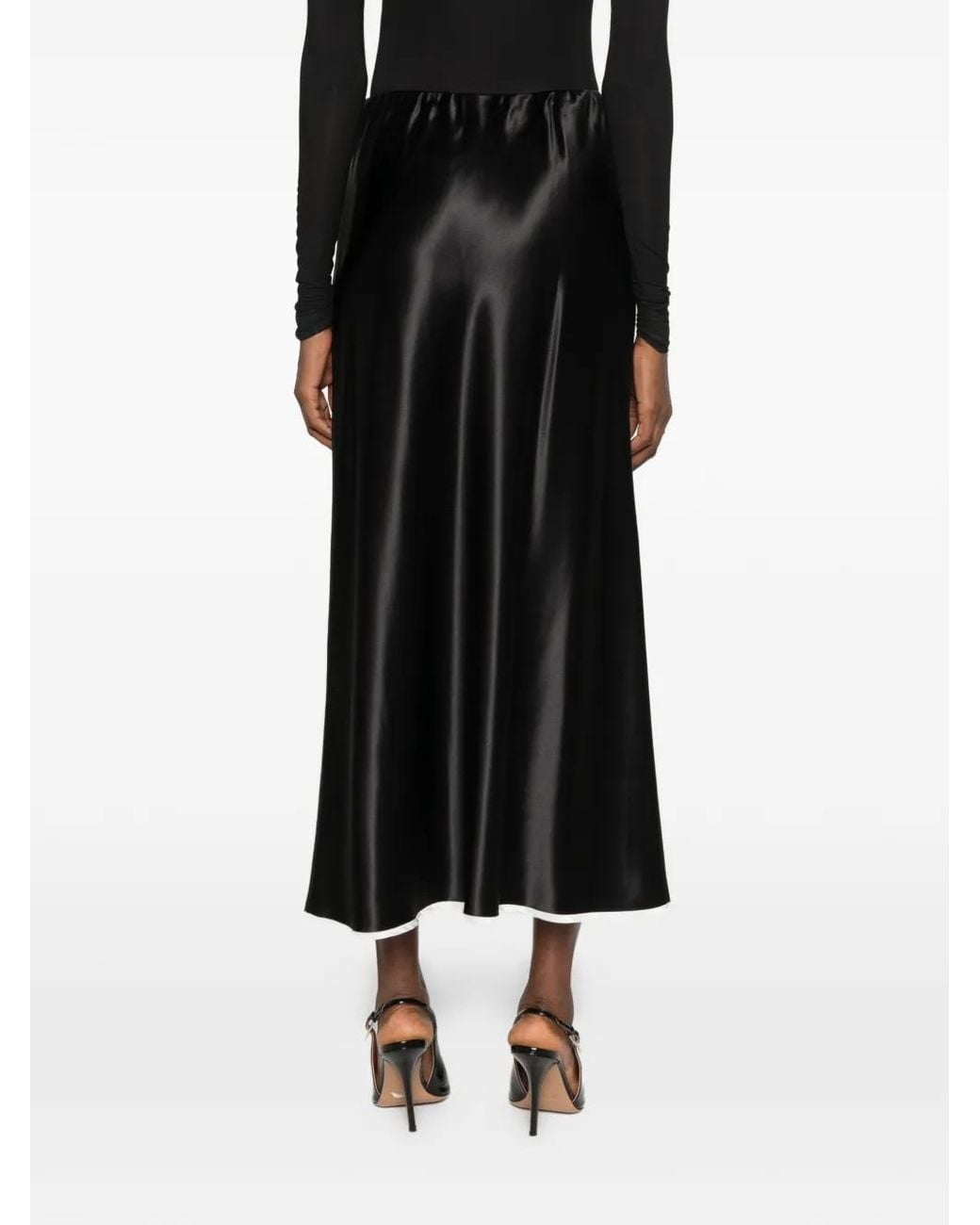Styland Black Piped-Trim Maxi Skirt