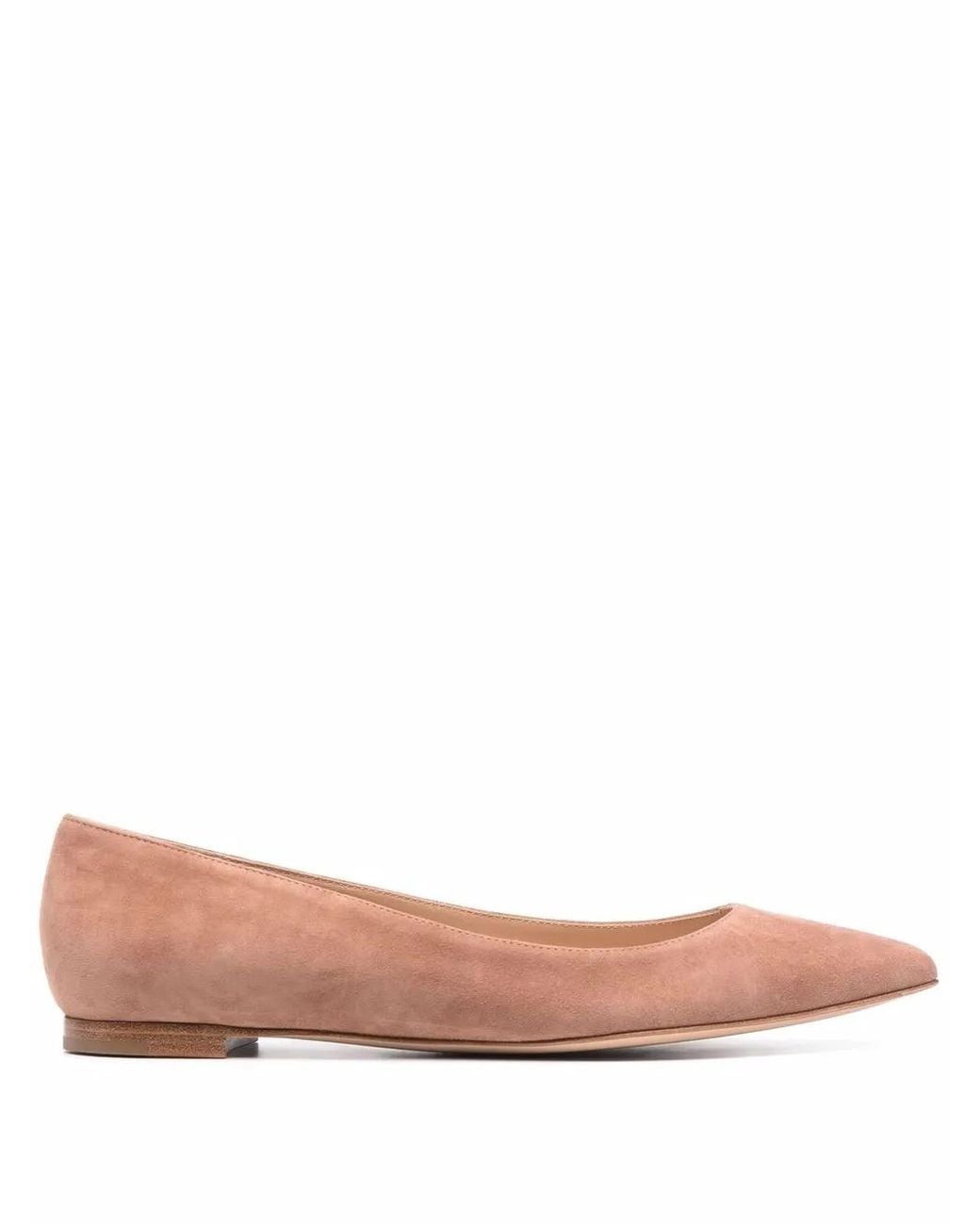 Gianvito Rossi Pink Gianvito Suede Ballerina Shoes