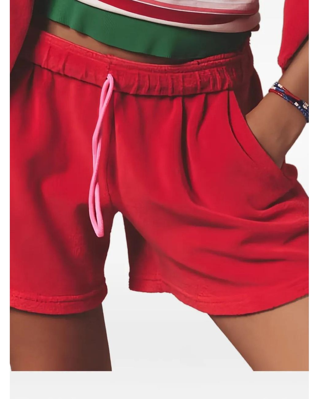Xirena Red Drawstring Towelling Shorts