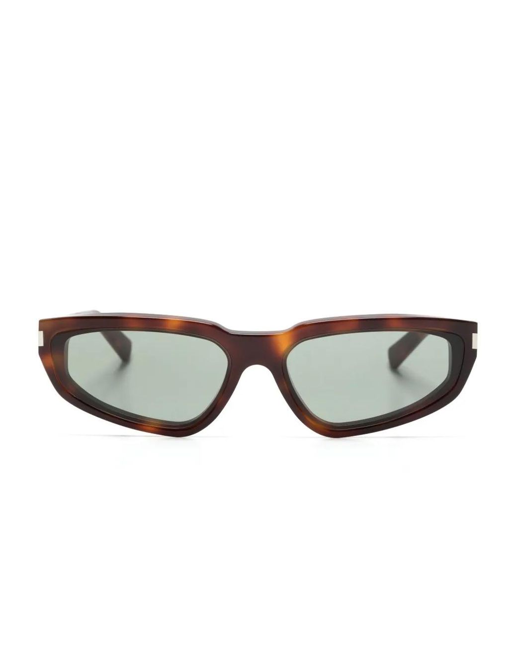 Saint Laurent Brown Tortoiseshell-Effect Rectangle-Frame Sunglasses