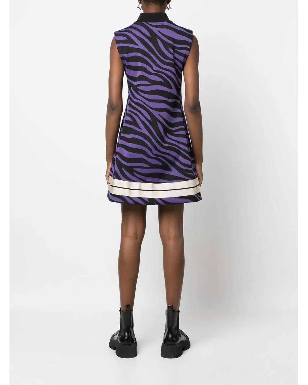 Palm Angels Blue Zebra-Print Shift Minidress