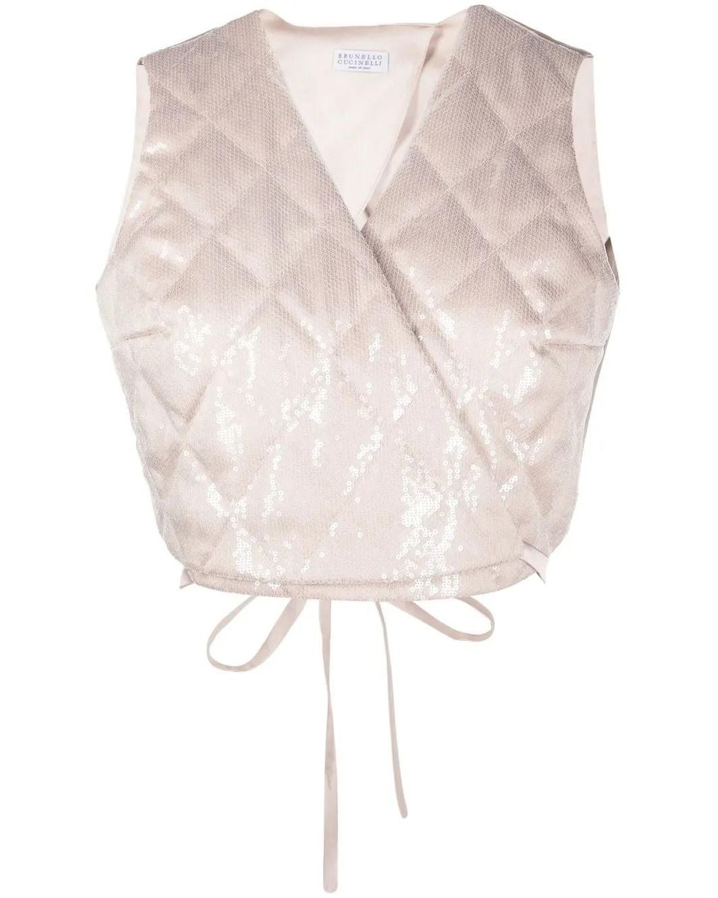 Brunello Cucinelli White Quilted Wrap Vest