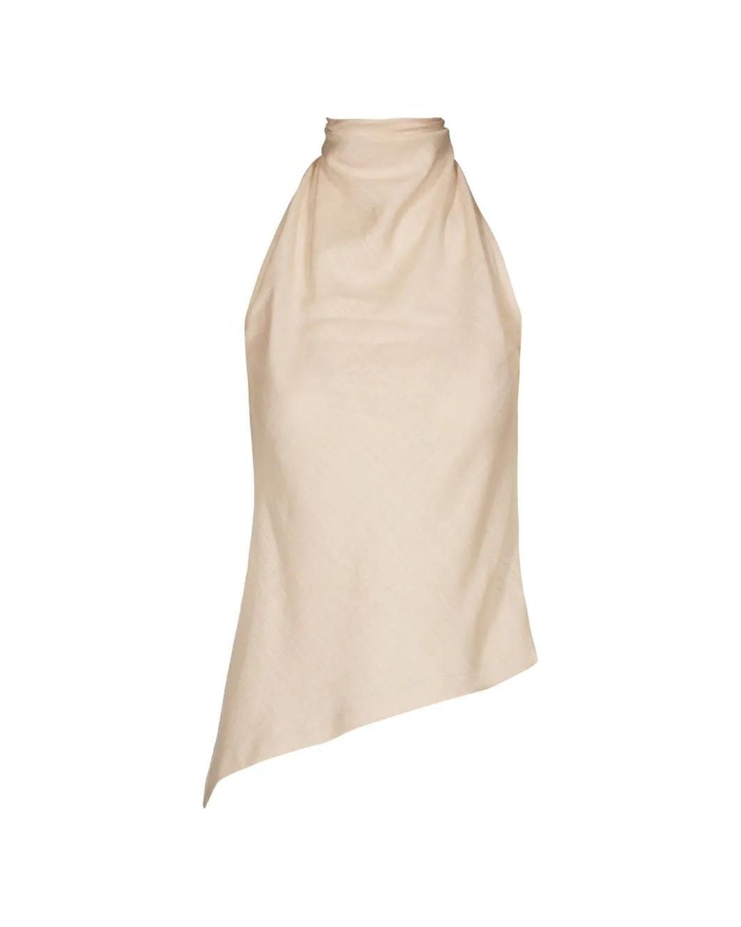 Tessitura Body Couture White Asymmetric Halterneck Blouse