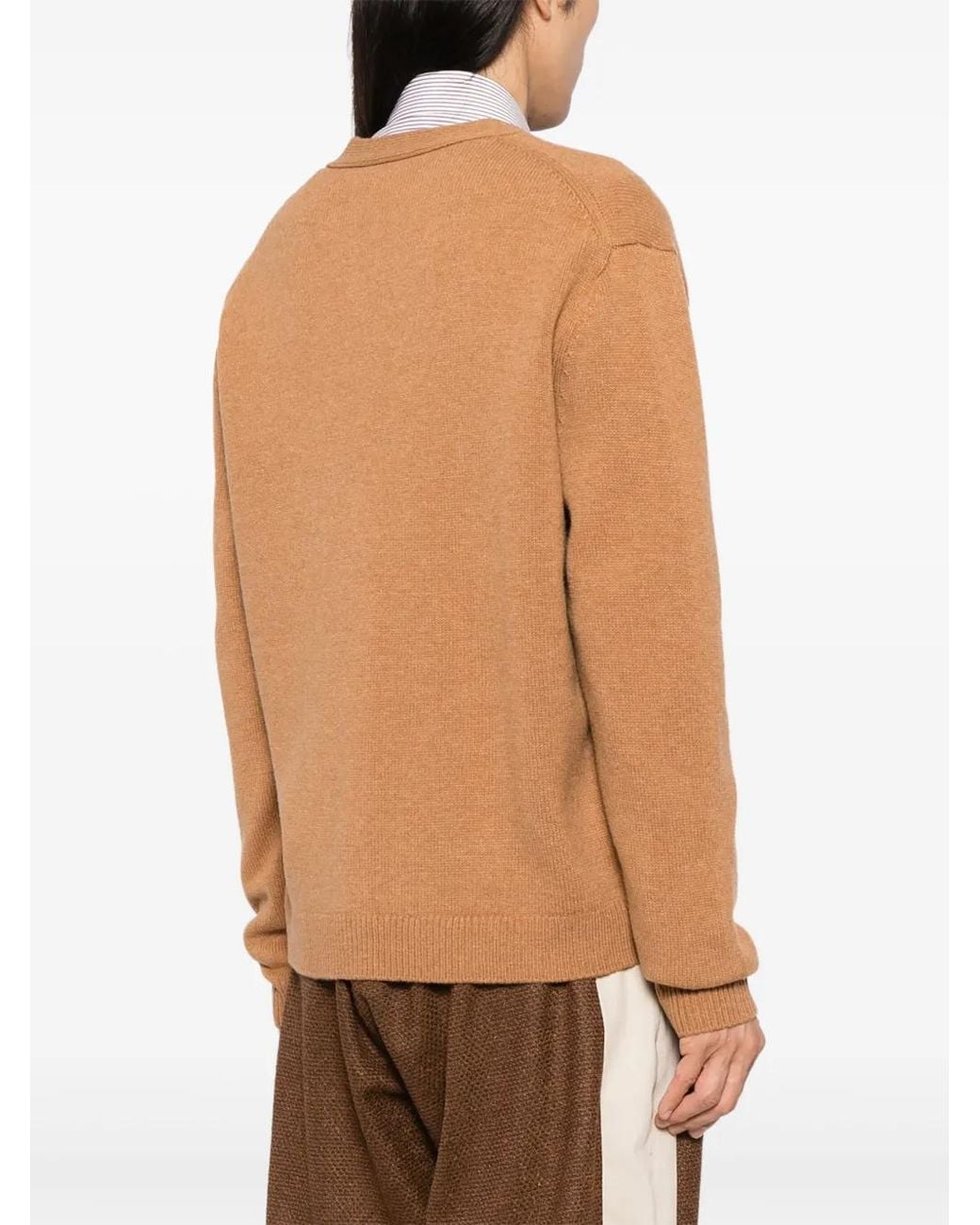 Maison Kitsuné Brown Fox Head Intarsia Cardigan for men