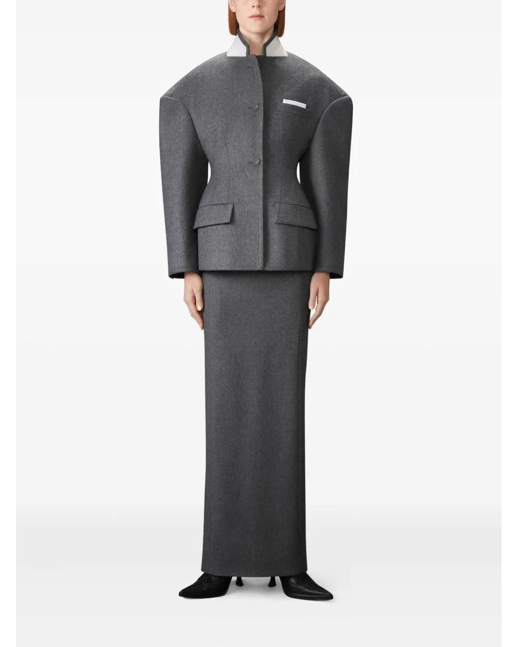 Thom Browne Gray Solid Wool Flannel Cocoon Sportcoat
