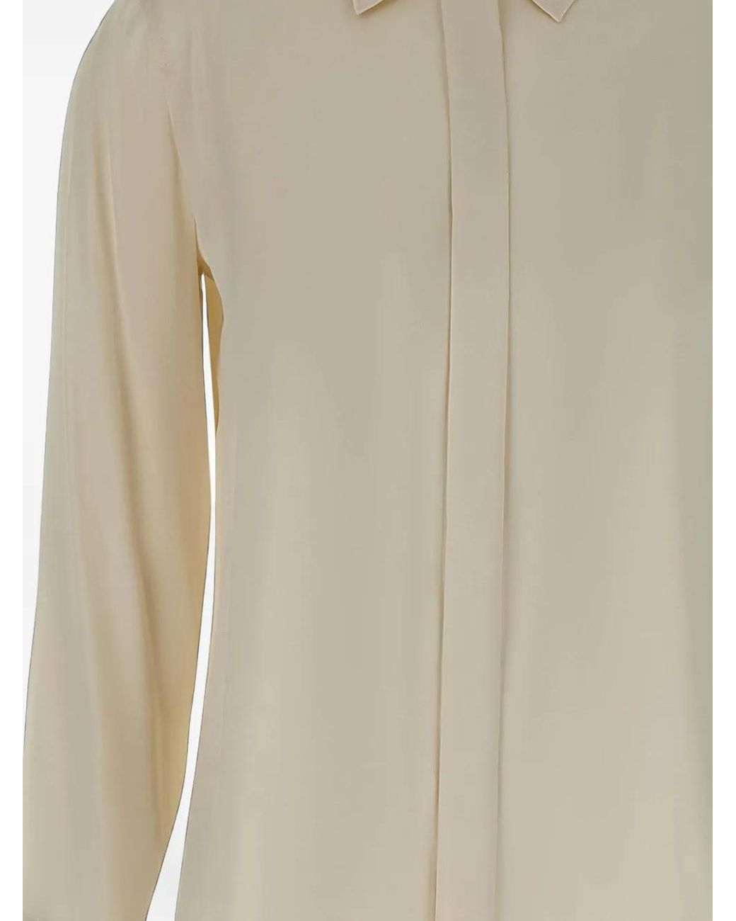Max Mara White Silk-Satin Concealed-Button Shirt