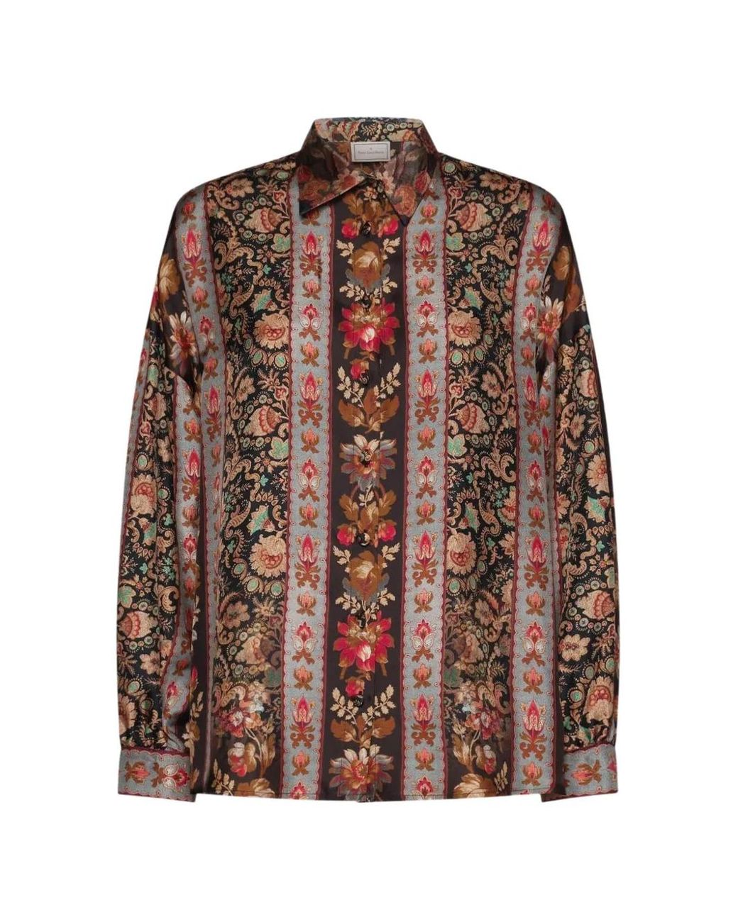 Pierre Louis Mascia Brown Aloe Floral-Print Paisley Blouse