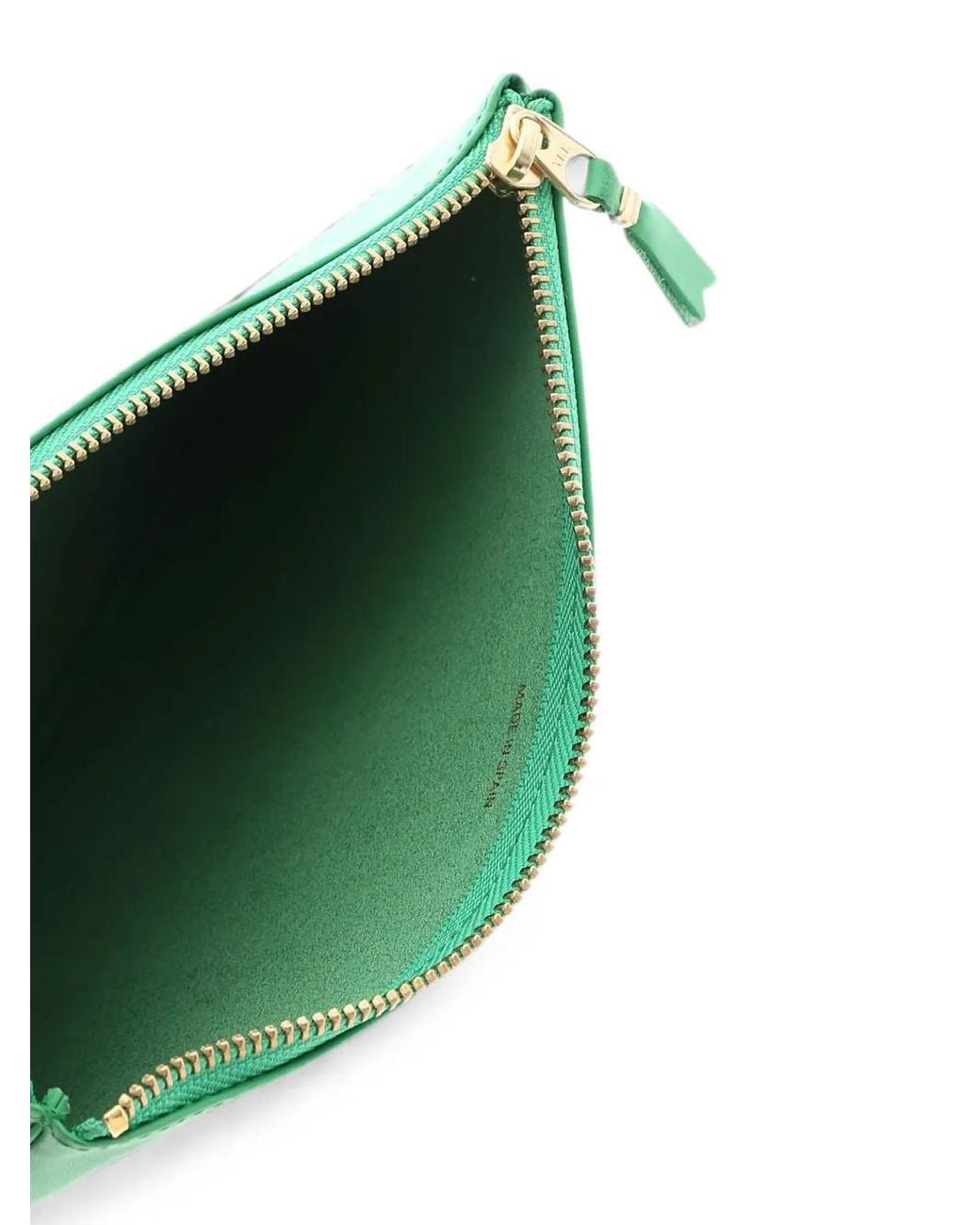 Comme des Garçons Green Logo-Print Leather Pouch