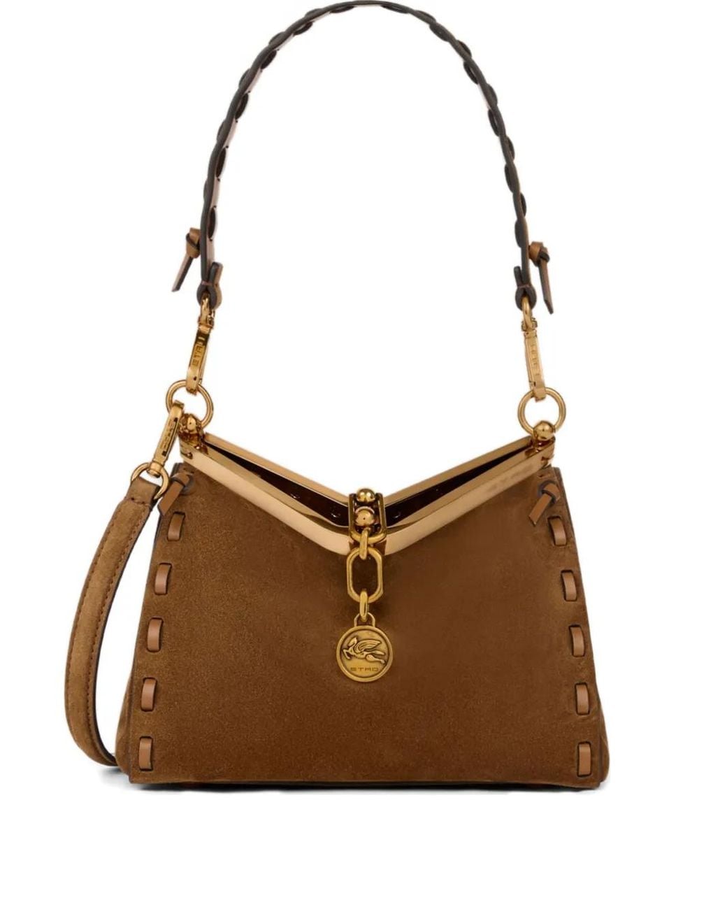 Etro Brown Small Vela Suede Shoulder Bag