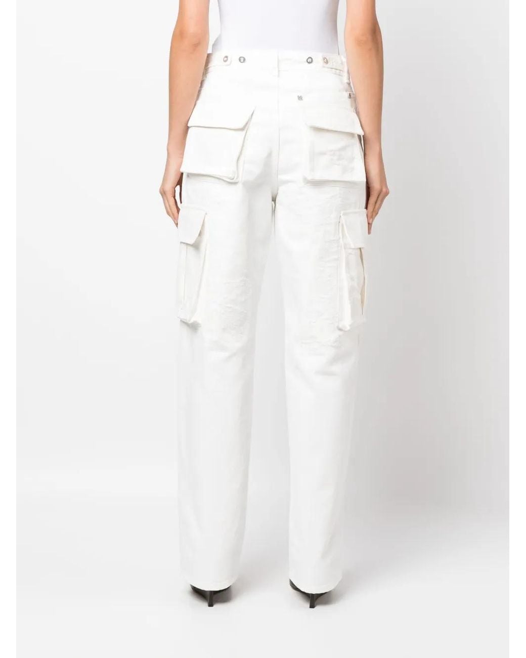 Givenchy White Distressed Straight-Leg Cargo Jeans