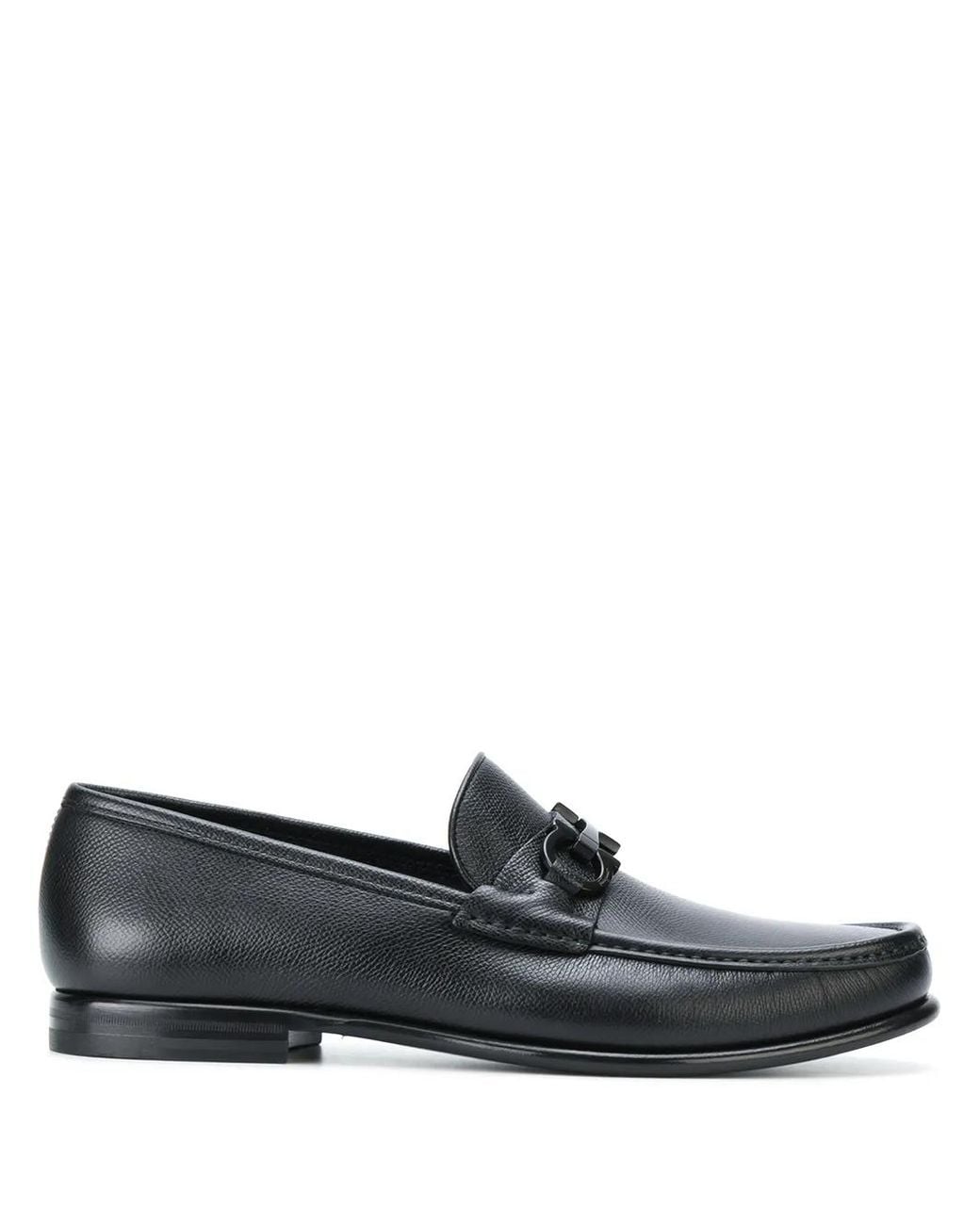 Ferragamo Black Moccasins With Gancini Ornament for men