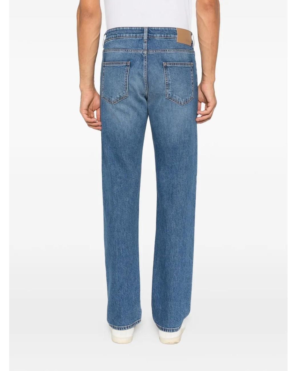 Canali Blue Faded Straight-Leg Jeans for men