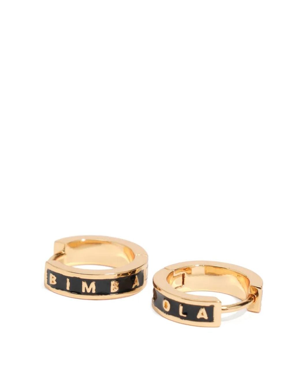 Bimba Y Lola Metallic Small Logo Hoop Earrings
