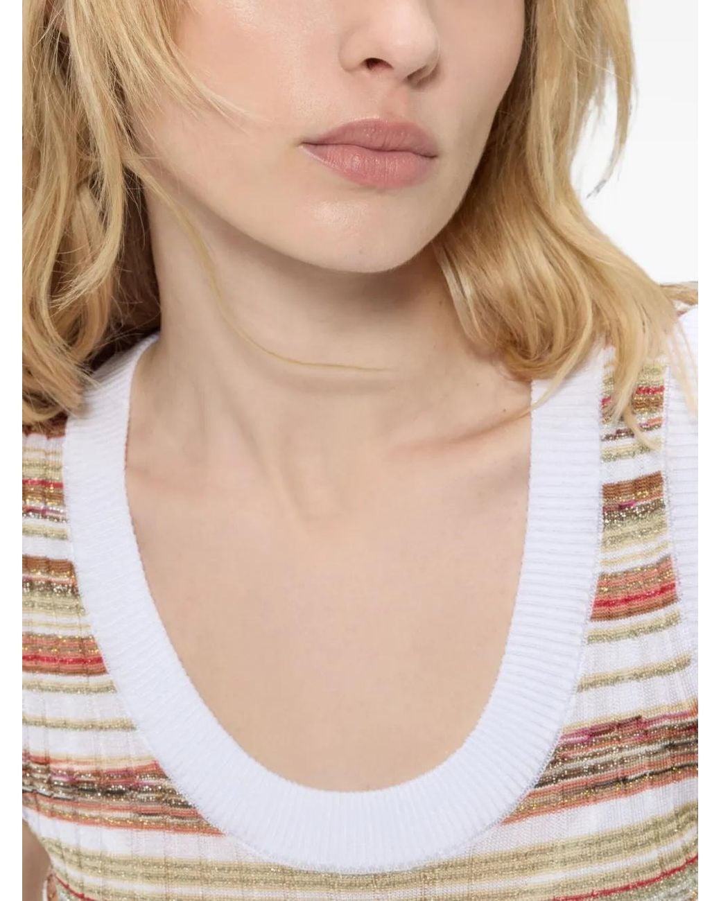Missoni White Striped Lamé-Knit Dress