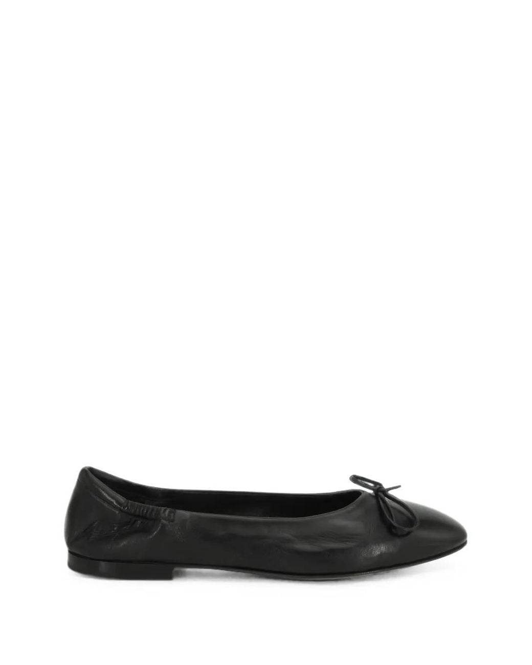 Pomme D ́Or Black Giorgia 0450 Bow-Detail Leather Ballet Flats