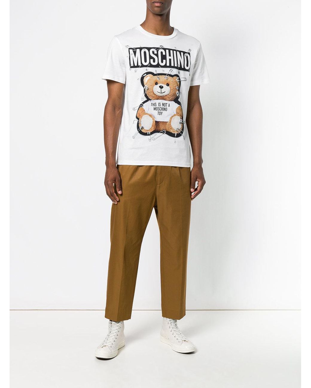 Camiseta con estampado de oso e imperdibles Moschino de hombre de color  Blanco | Lyst