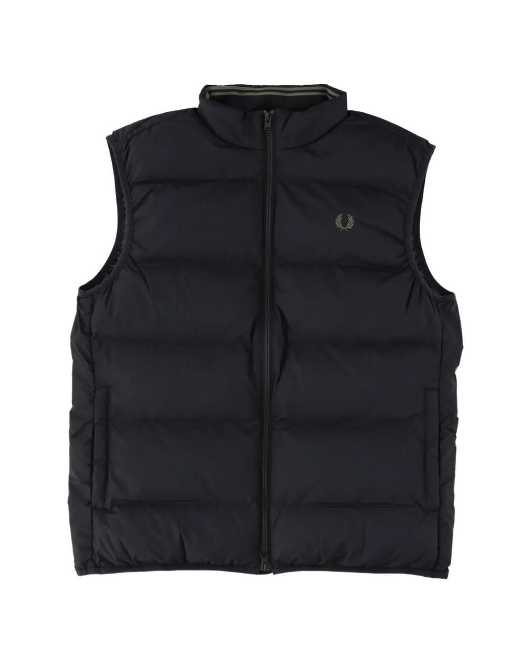 Fred Perry Black Quilted Logo-Embroidered Gilet for men