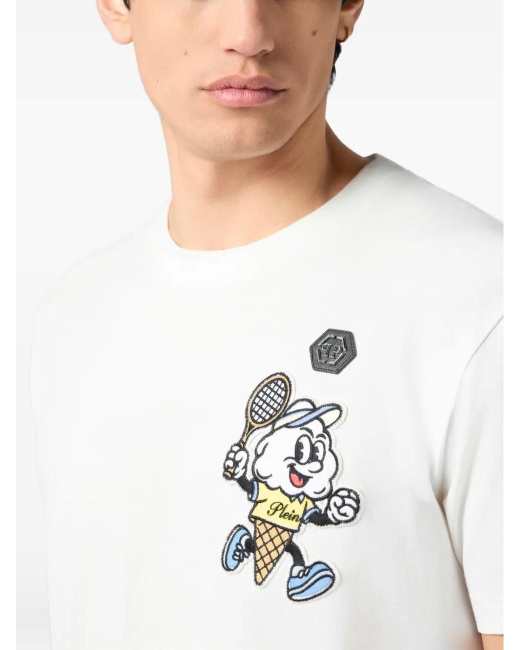 Philipp Plein White Round Neck T-Shirt Gelato Monsters for men