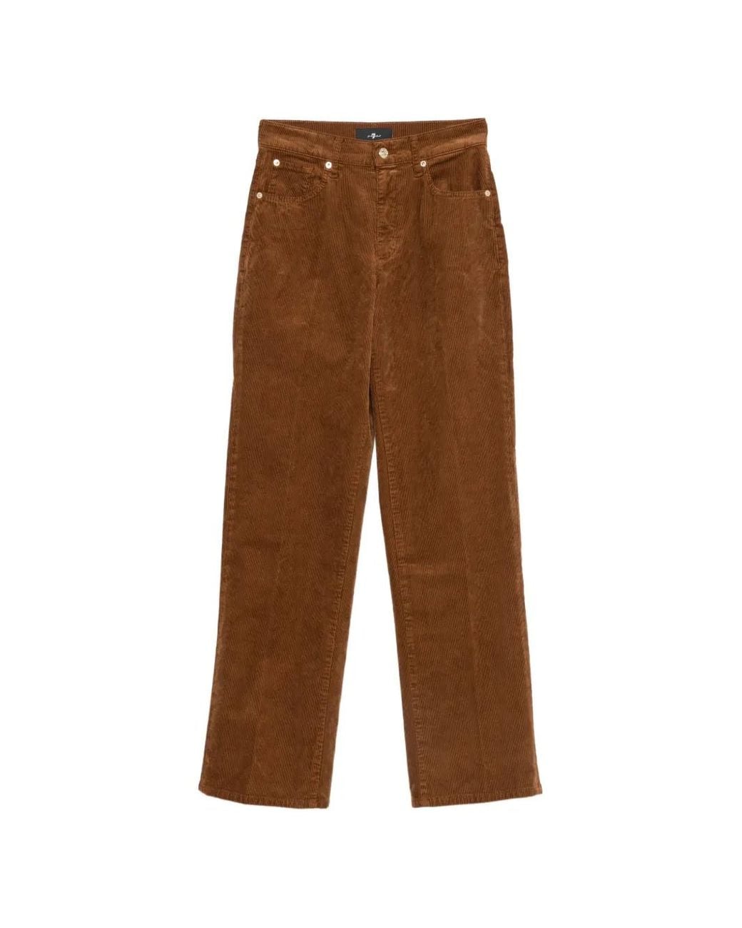 7 For All Mankind Brown Corduroy Straight-Leg Trousers