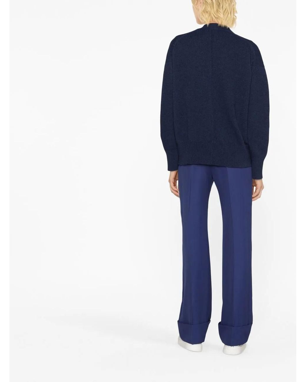 Barrie Blue V-Neck Cashmere Cardigan