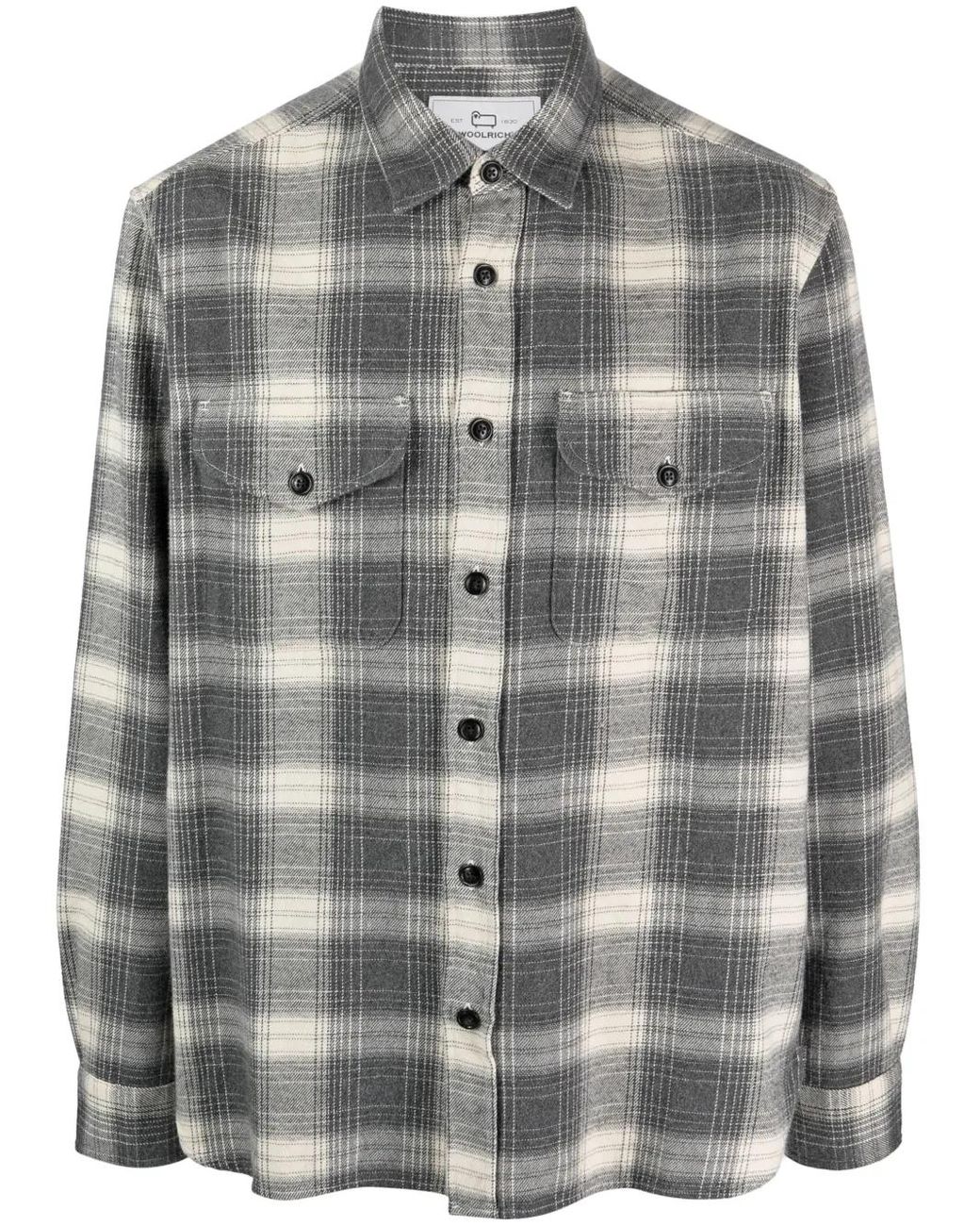 Woolrich Gray Plaid-Check Flannel Shirt for men