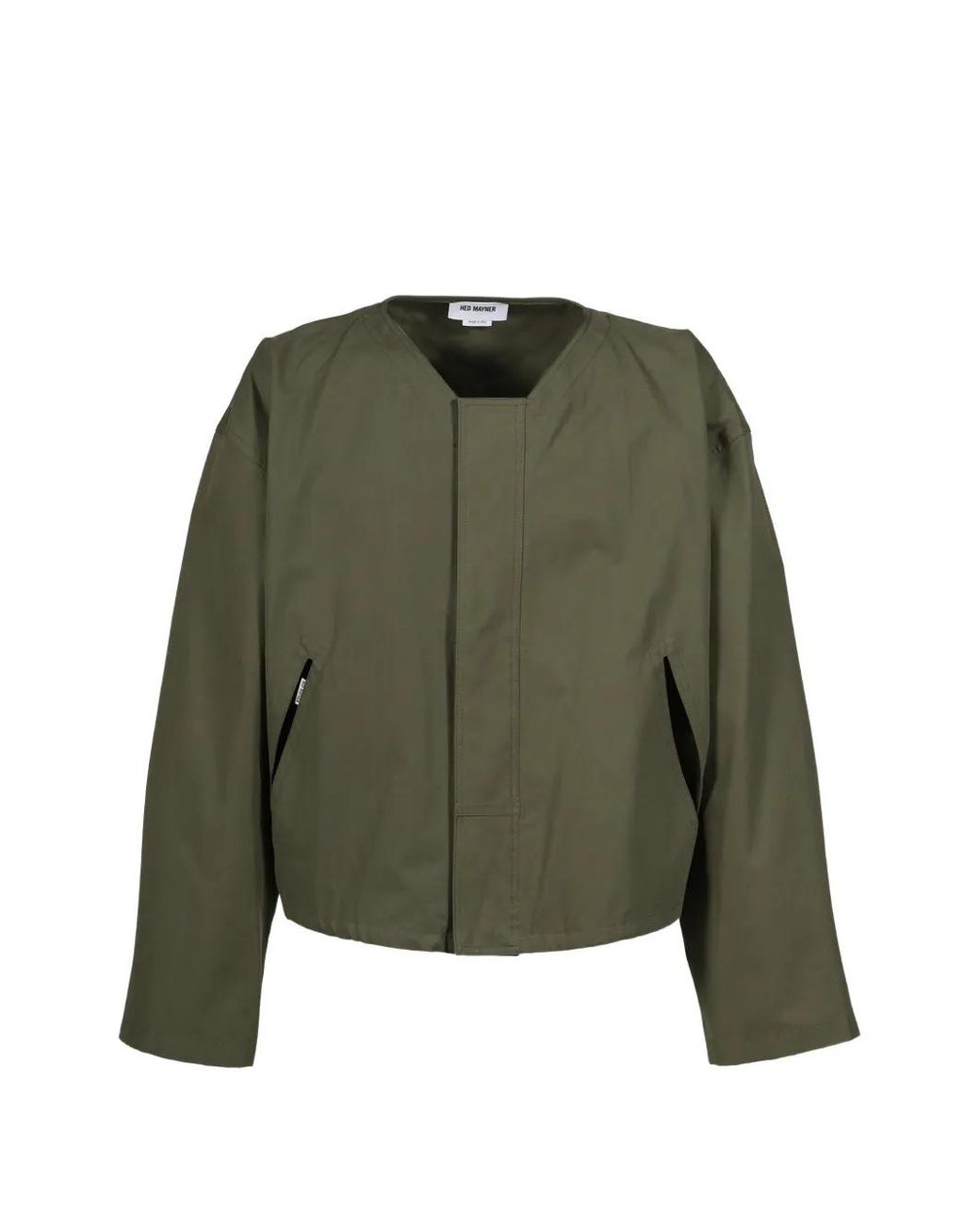 Hed Mayner Green Collared Cutwork Jacket for men