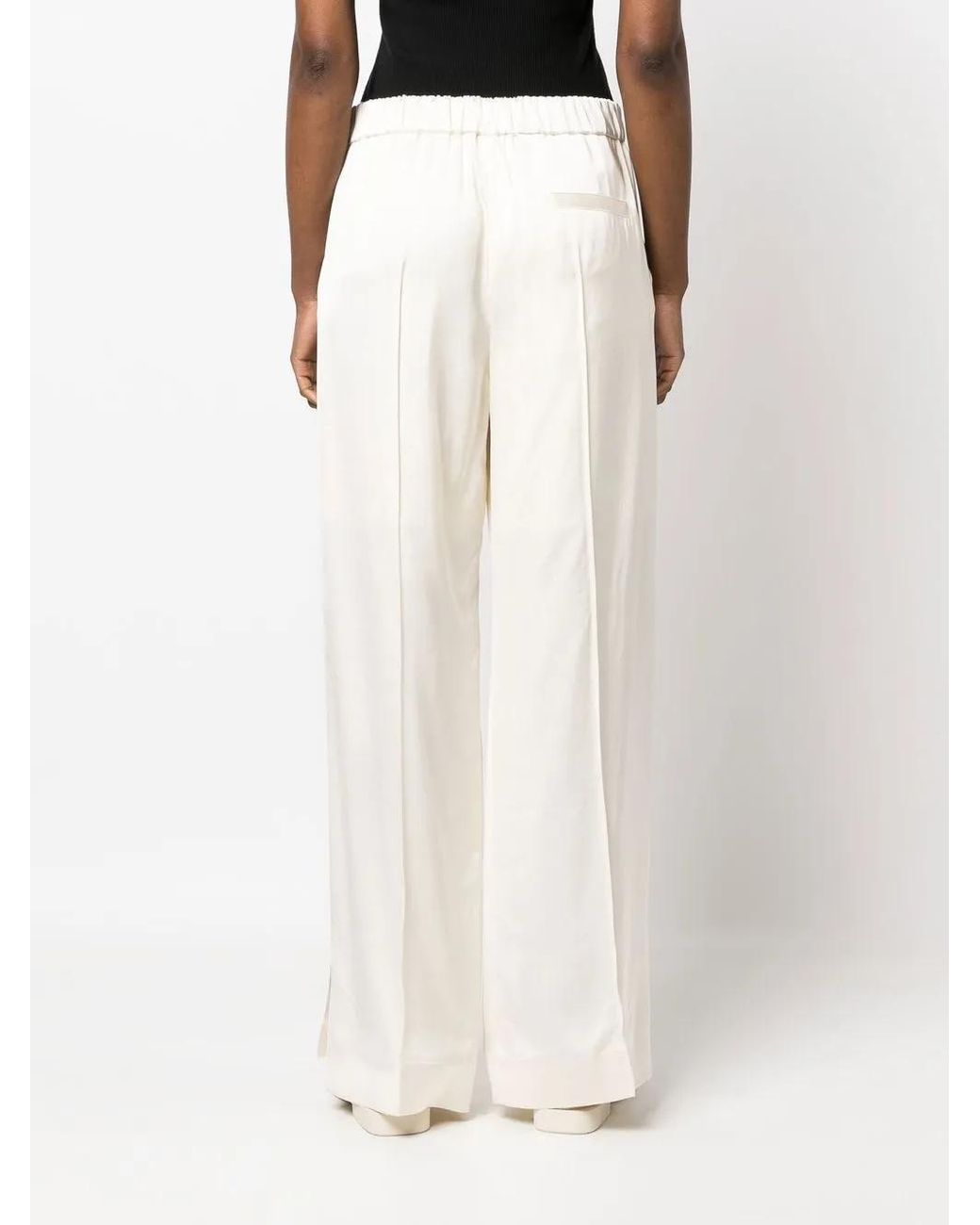 Jil Sander White Wide Leg Viscose Trousers