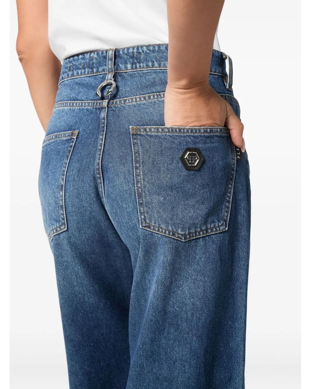 Philipp Plein Blue Wide-Leg Jeans