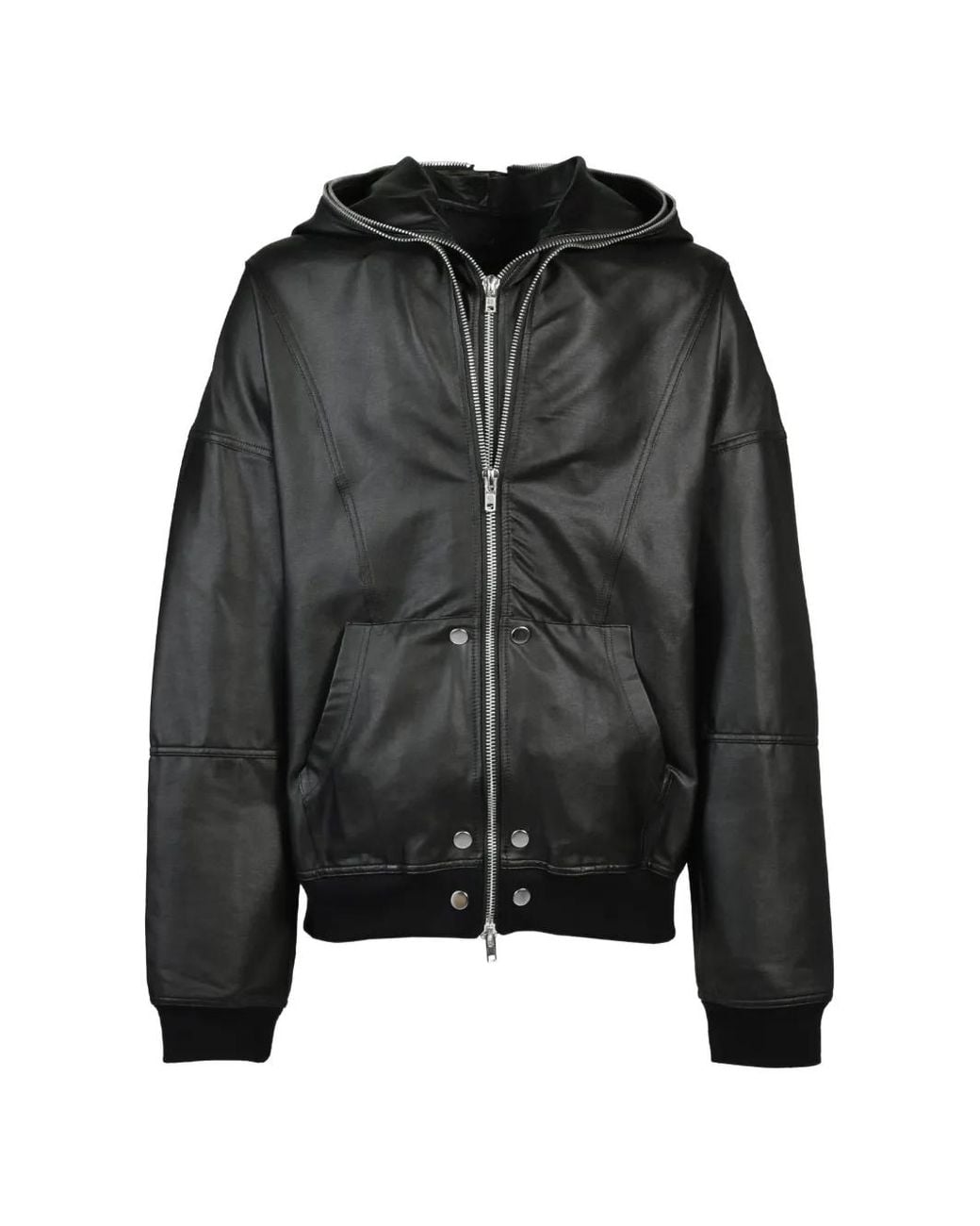BREATH Black Double-Layered Hooded Bomber Jacket for men