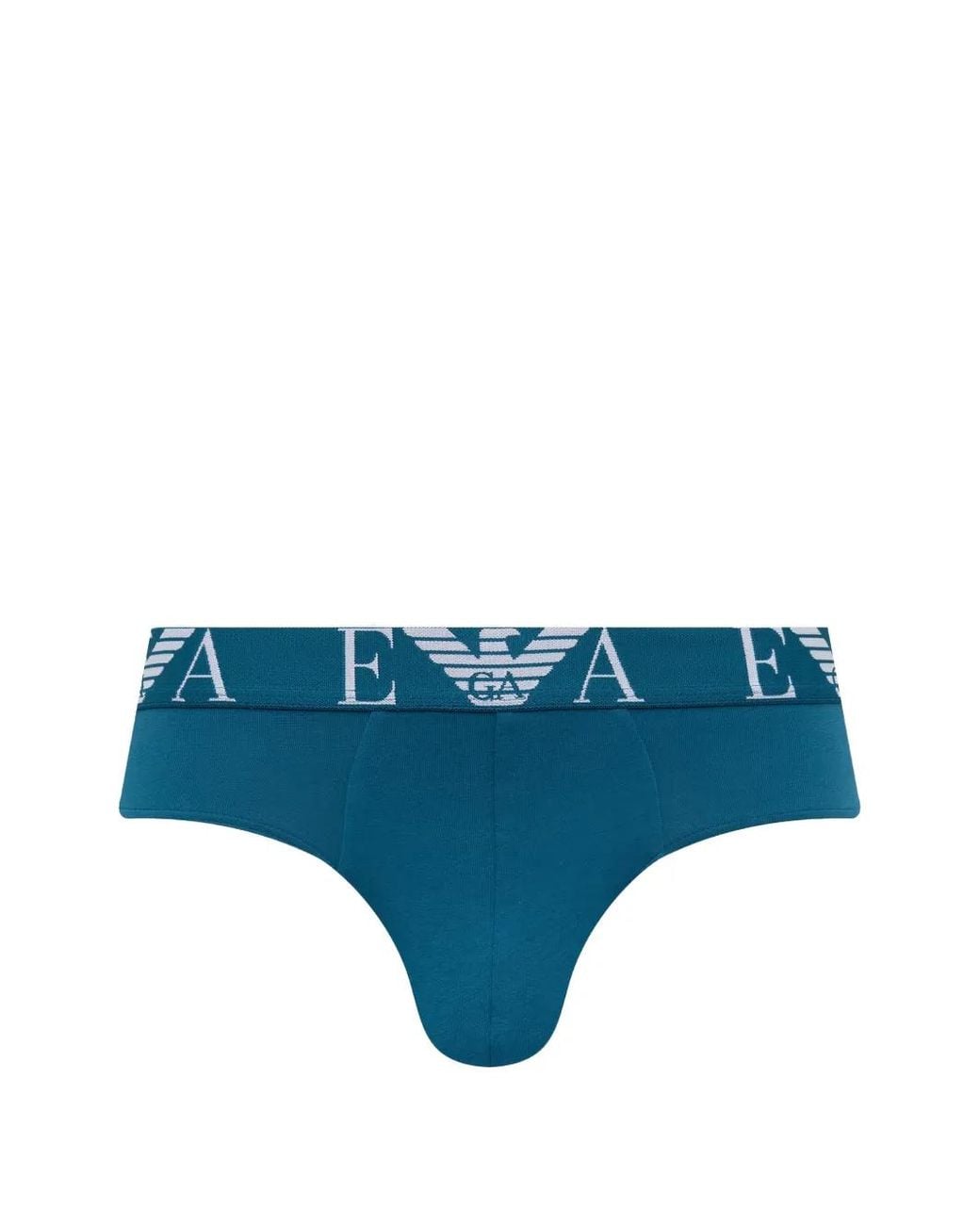 Emporio Armani Blue 5-Pack Of Stretch-Cotton Briefs With Elastic Logo-Waistband for men