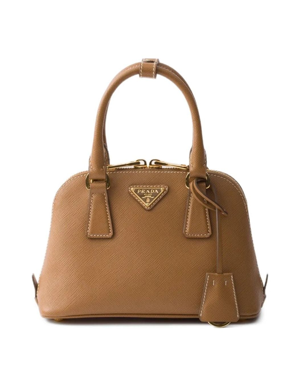 Prada Brown Promenade Saffiano-Leather Mini Bag