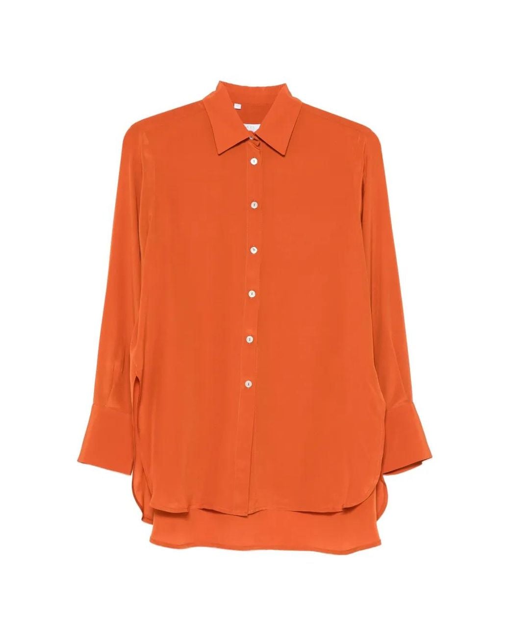 Barba Napoli Orange Curved-Hem Long-Sleeve Shirt