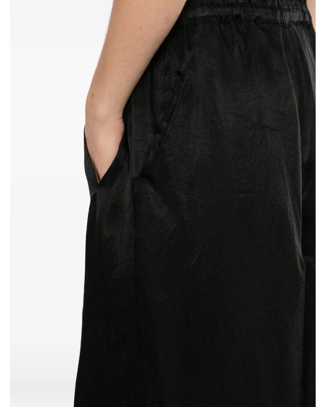 Nude:mm Black Elasticated Drawstring Cropped Trousers for men
