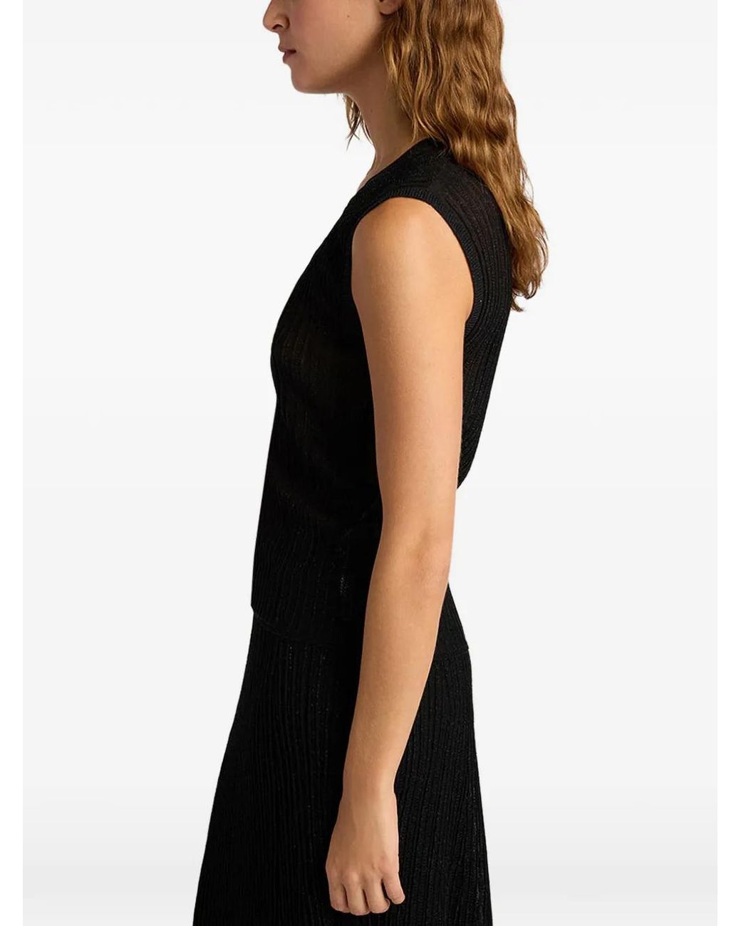 Momoní Black Takoda Round-Neck Ribbed Top