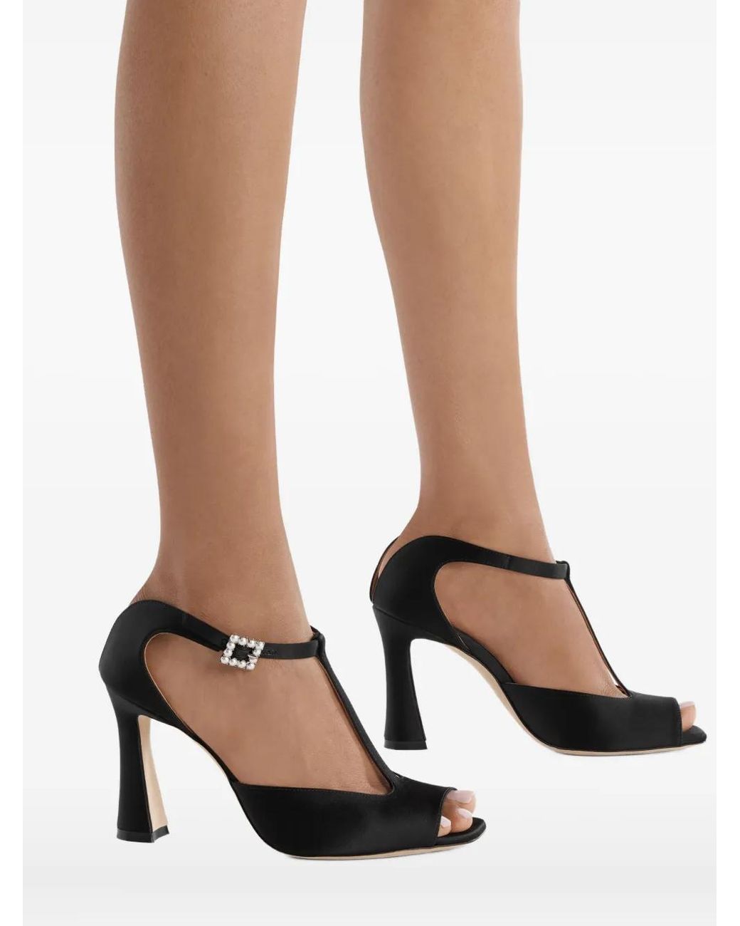 Malone Souliers Black Satin Nomi Sandals 90