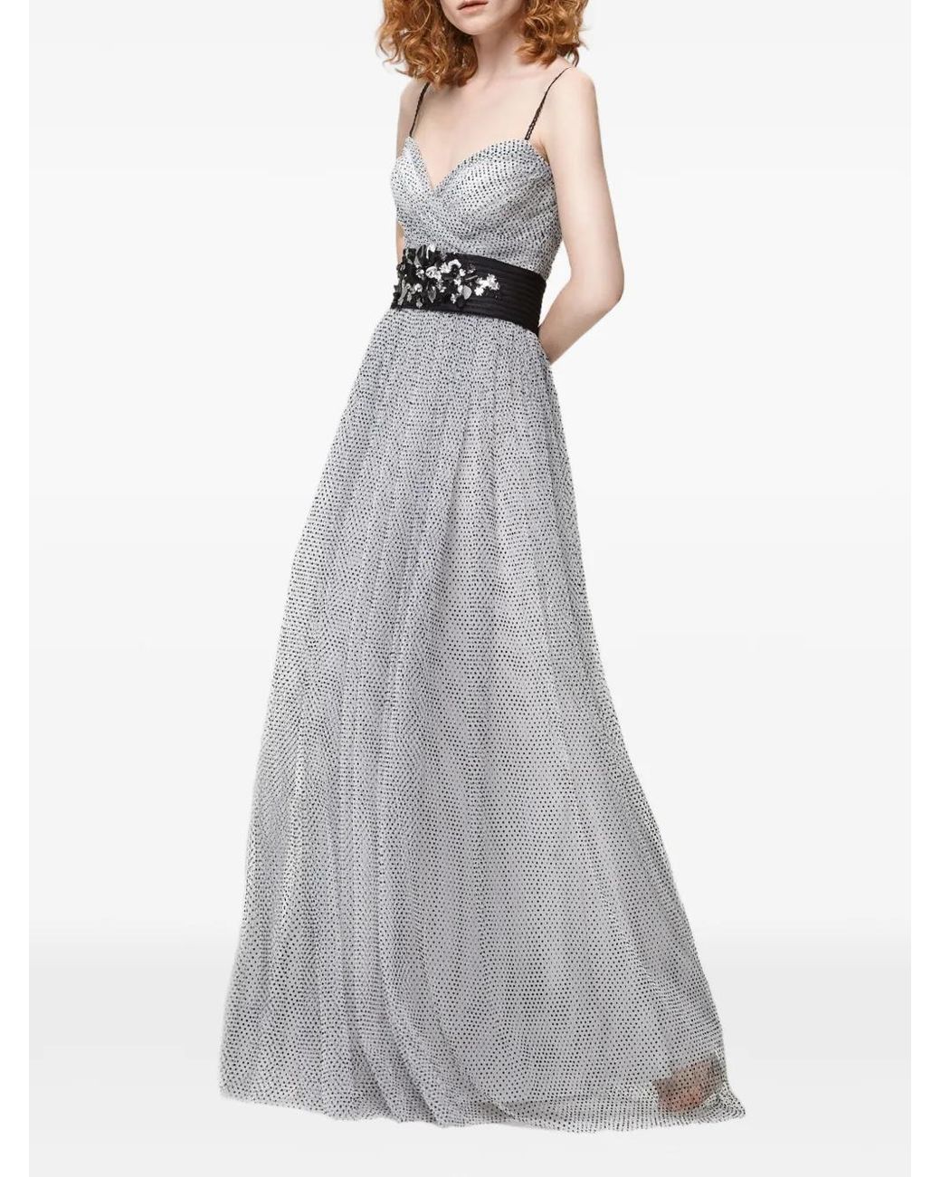 Gemy Maalouf White Embellished Polka-Dot Dress