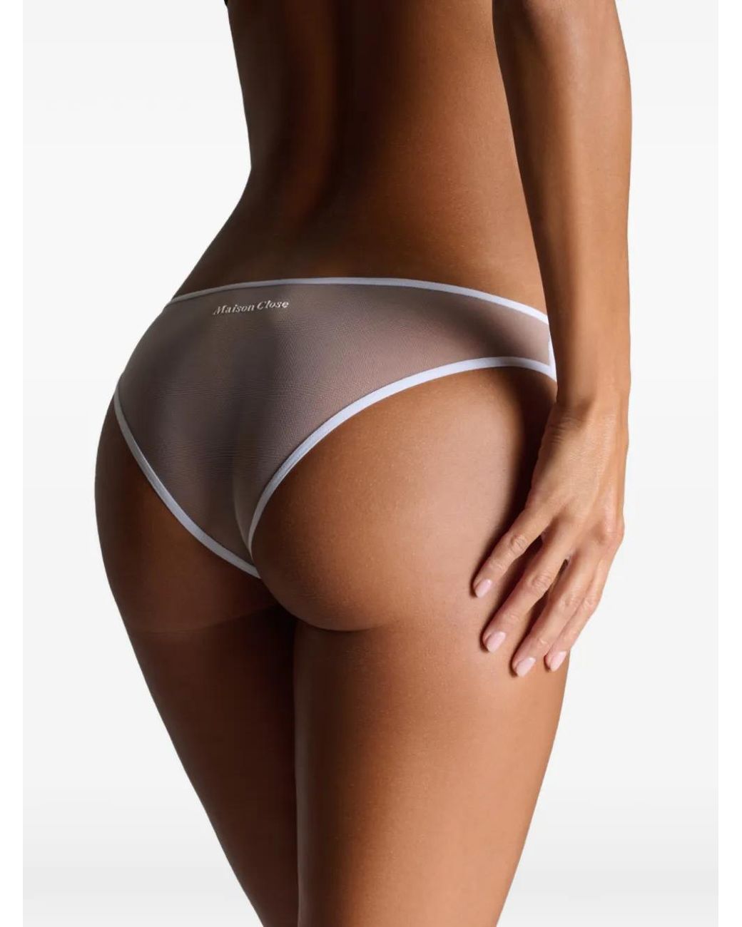 Maison Close White Panorama Mesh Briefs