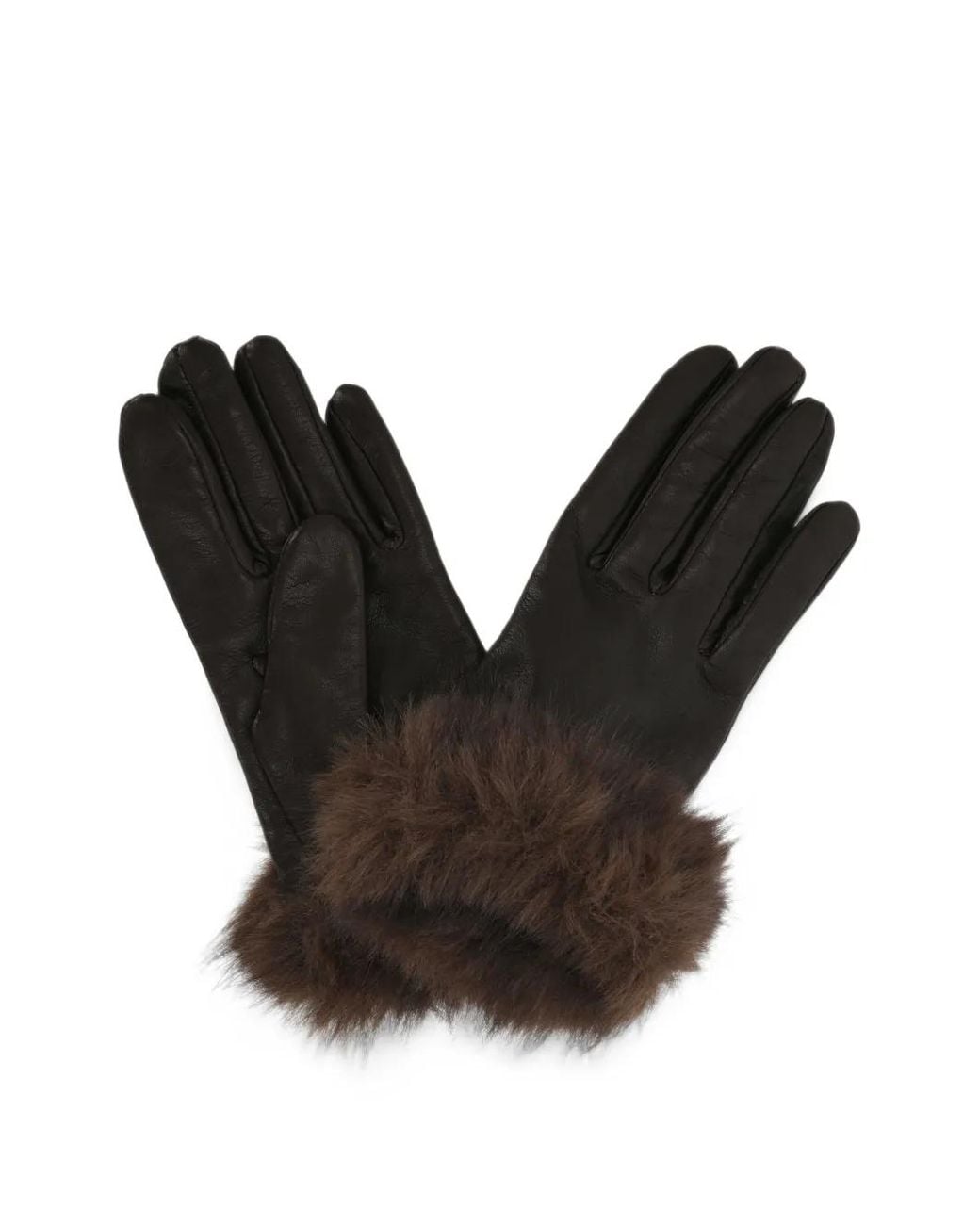 Orciani Black Leather Gloves