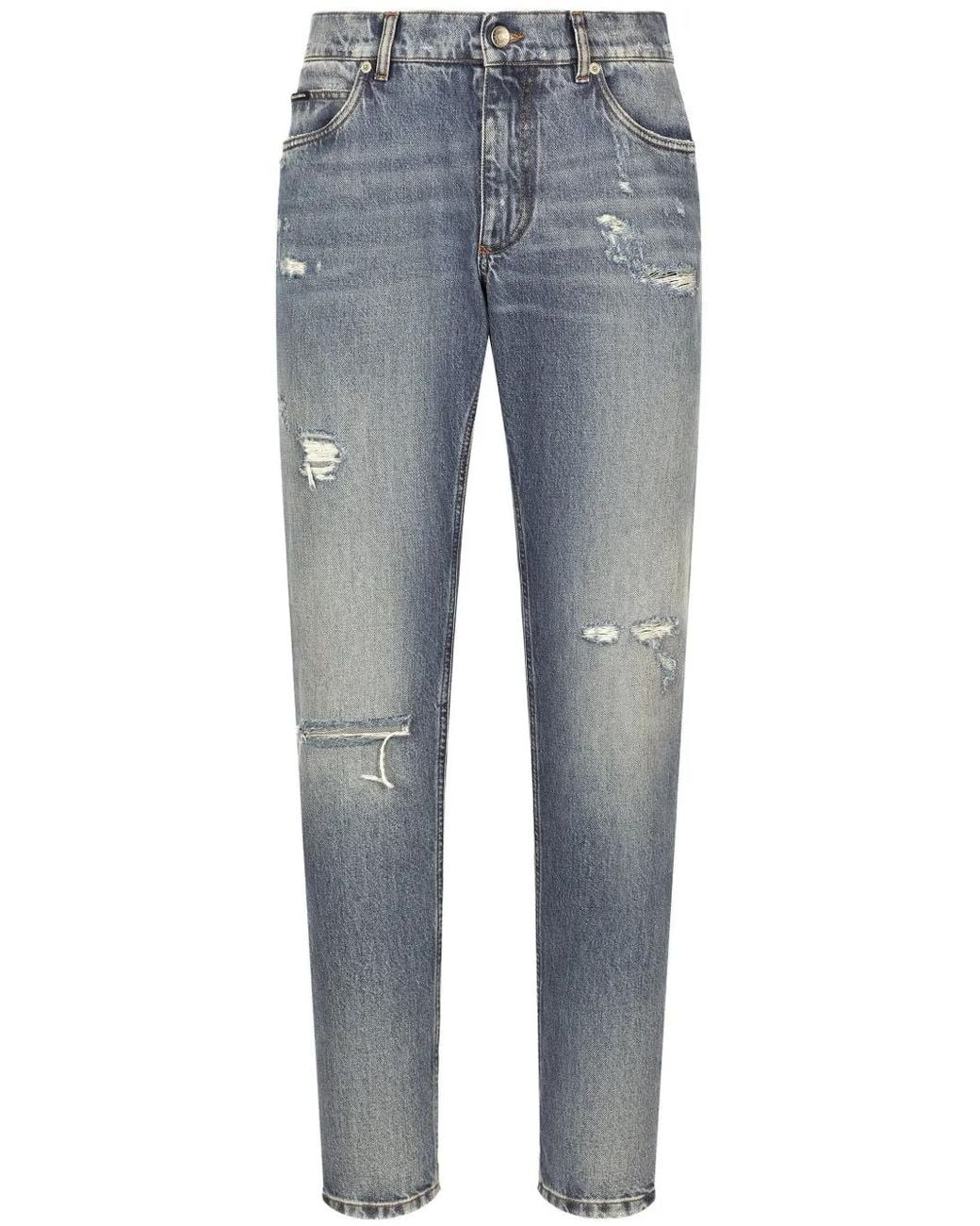 Dolce & Gabbana Blue Dolce&Gabbana Distressed Denim Jeans for men