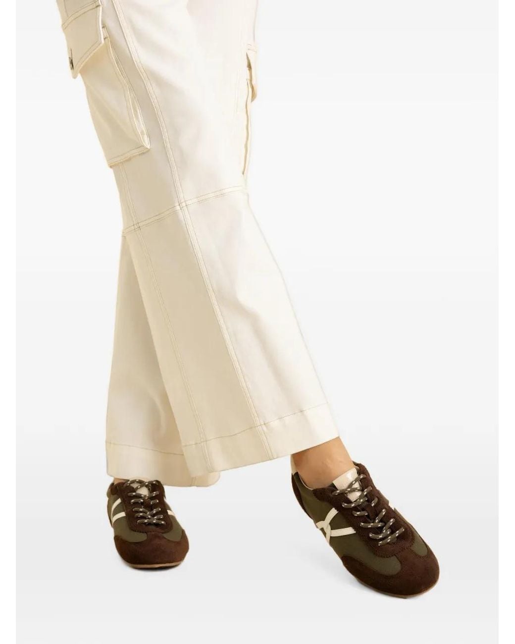 Veronica Beard Brown Riviera Suede-Panel Sneakers