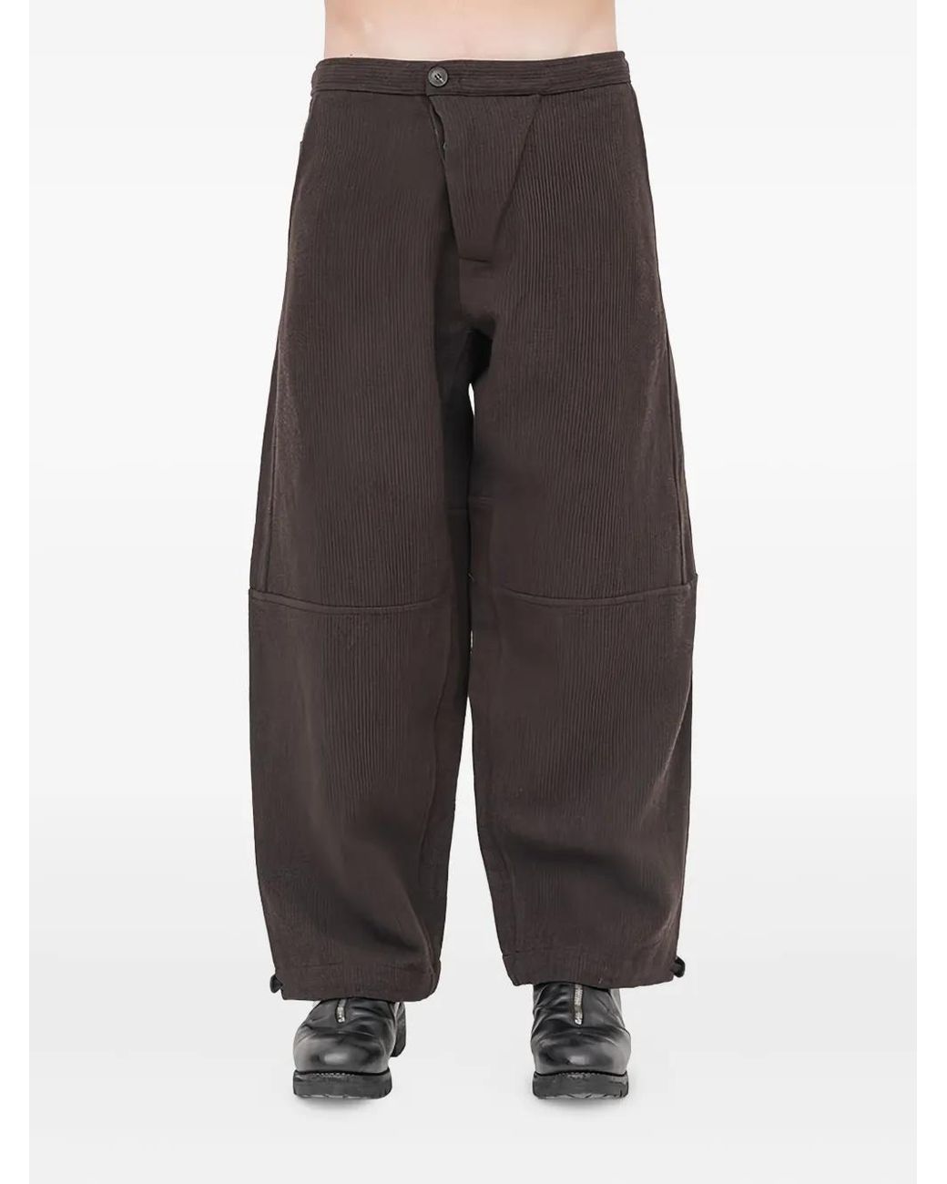 Jan Jan Van Essche Gray Corduroy Elasticated Trousers for men