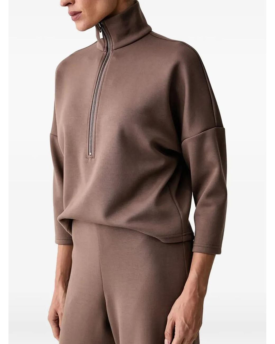 Joseph Ribkoff Brown Half-Zip Wide-Leg Tracksuit