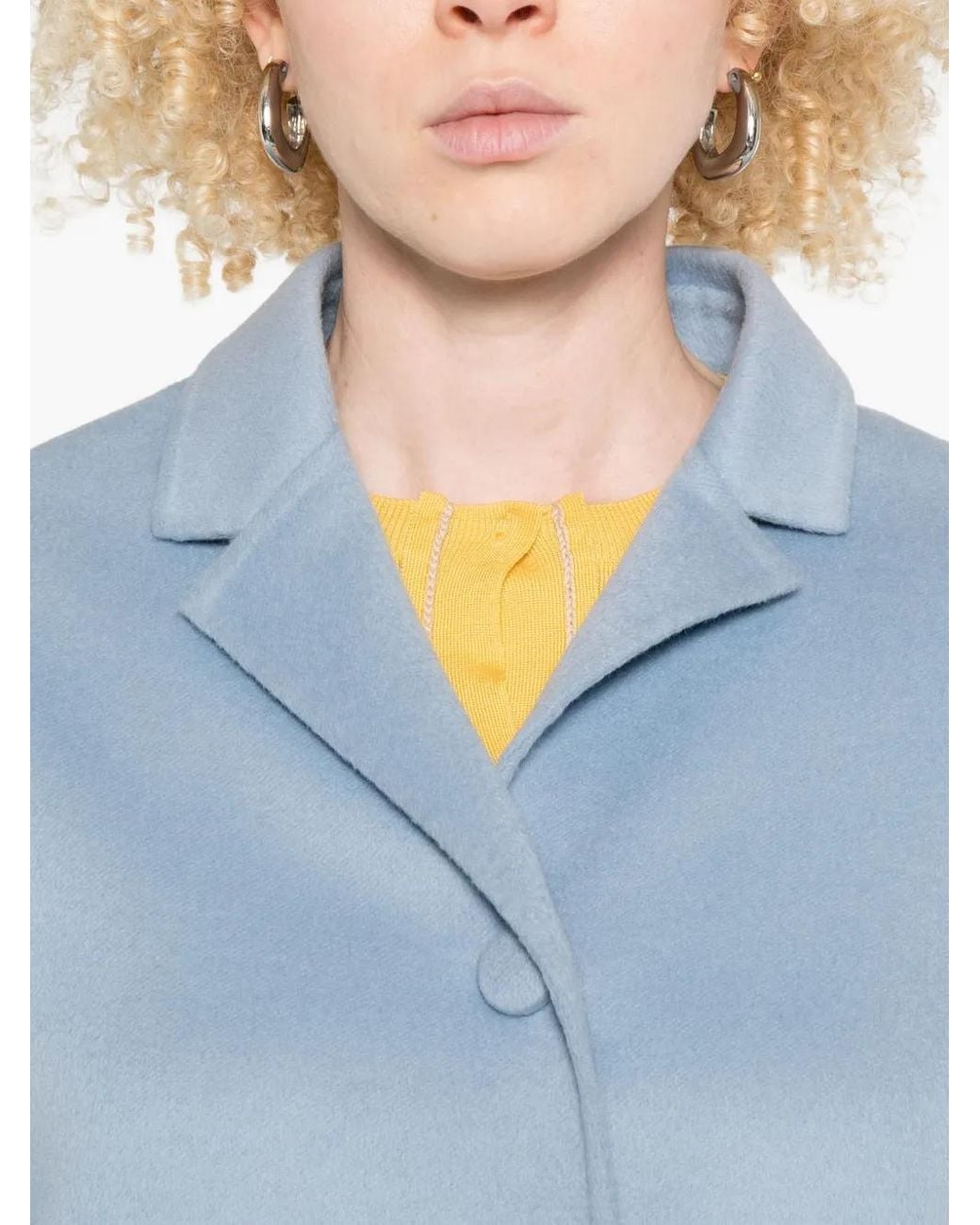 Prada Blue Button-Fastening Collared Coat