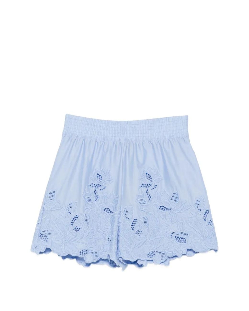 Ermanno Scervino Blue Broderie-Anglaise Scalloped Shorts