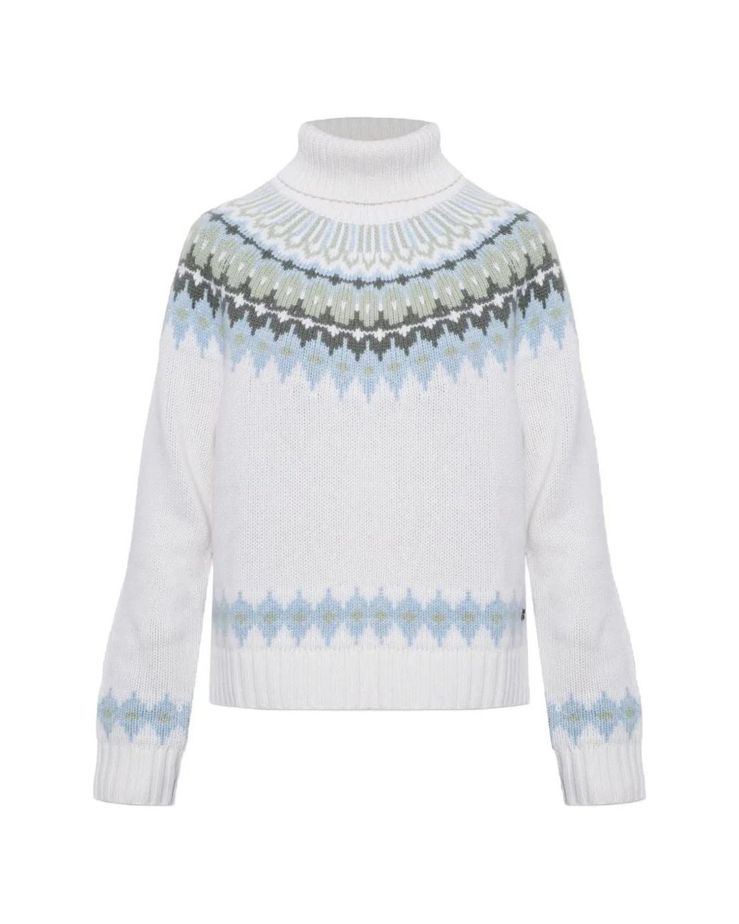 Bogner Gray Ingrid Fair Isle Roll-Neck Sweater