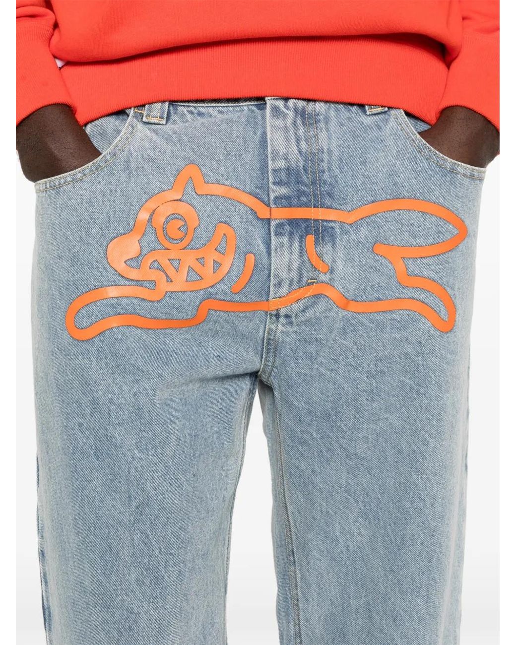 ICECREAM Blue Running Dog Double Scoop Graphic Jeans for men