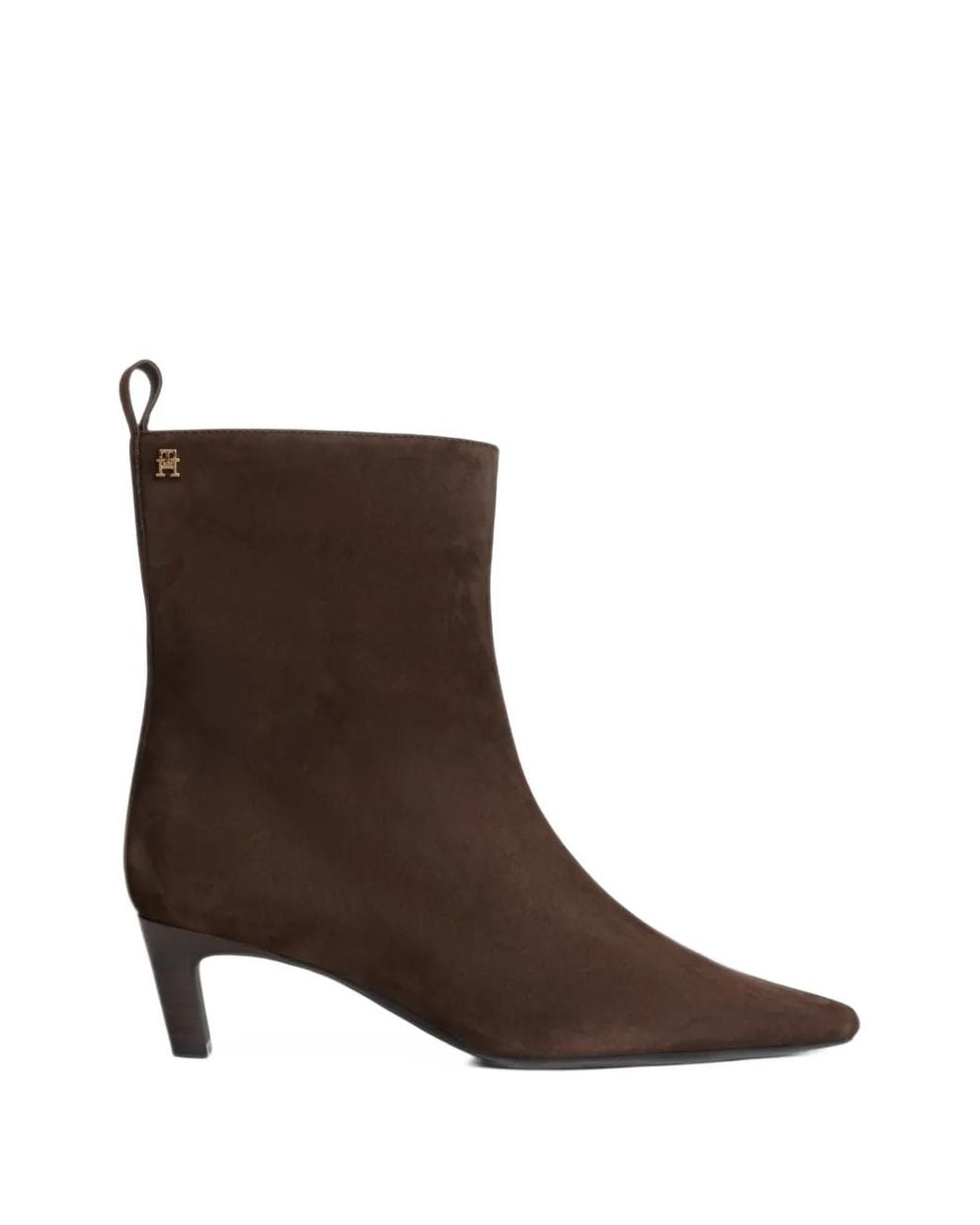 Tommy Hilfiger Brown Suede Pointed-Toe Ankle Boots