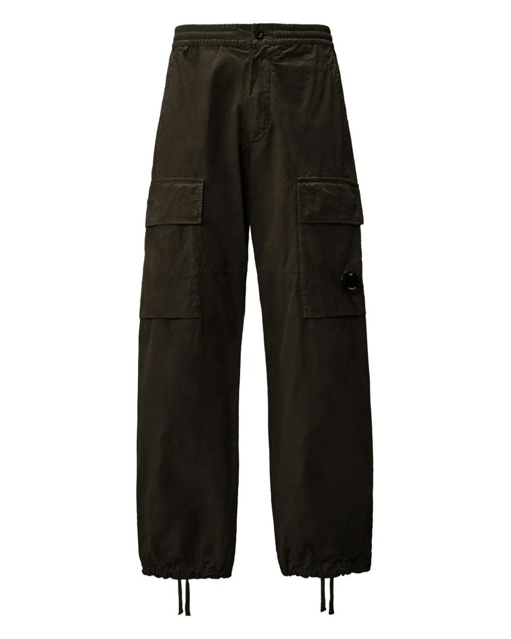 C P Company Black Cargo-Pocket Trousers for men