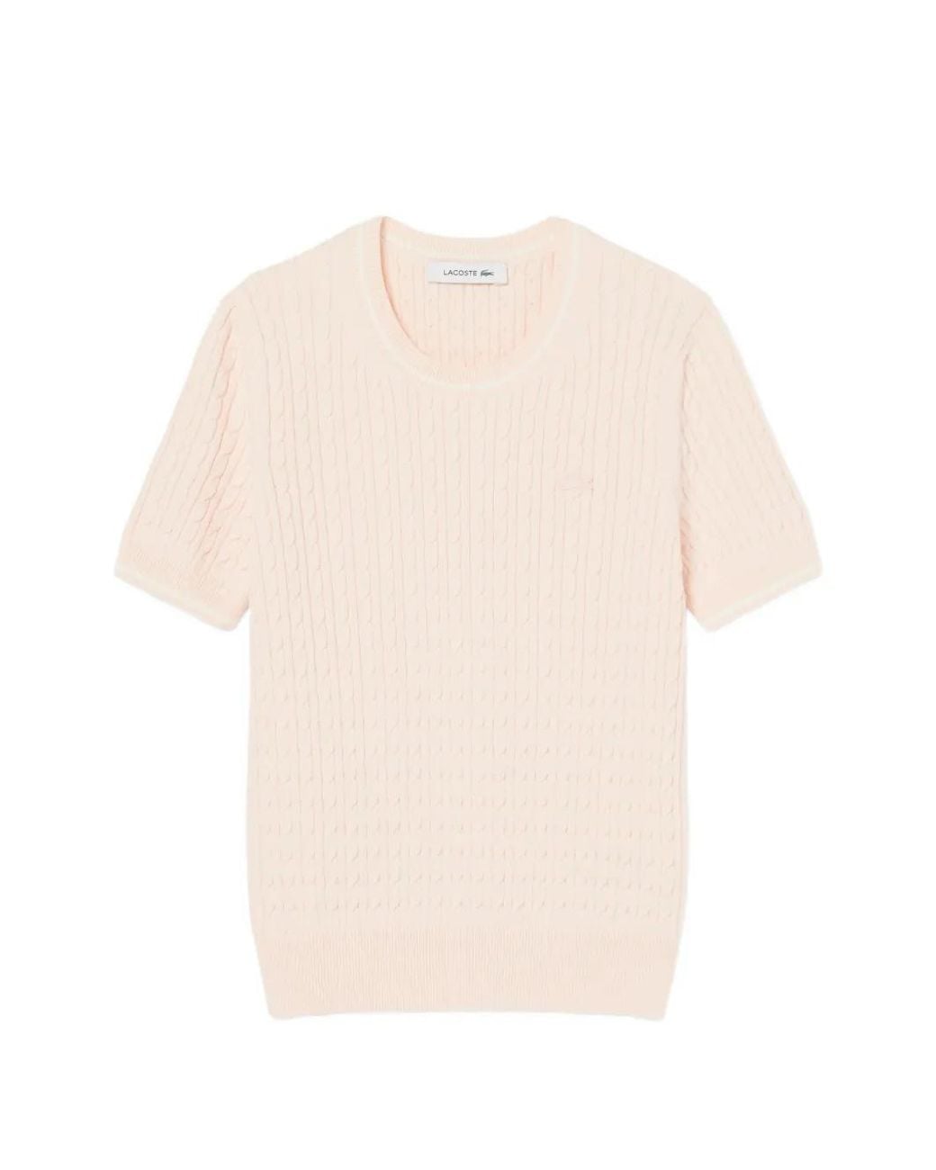 Lacoste White Cable-Knit Short-Sleeve T-Shirt