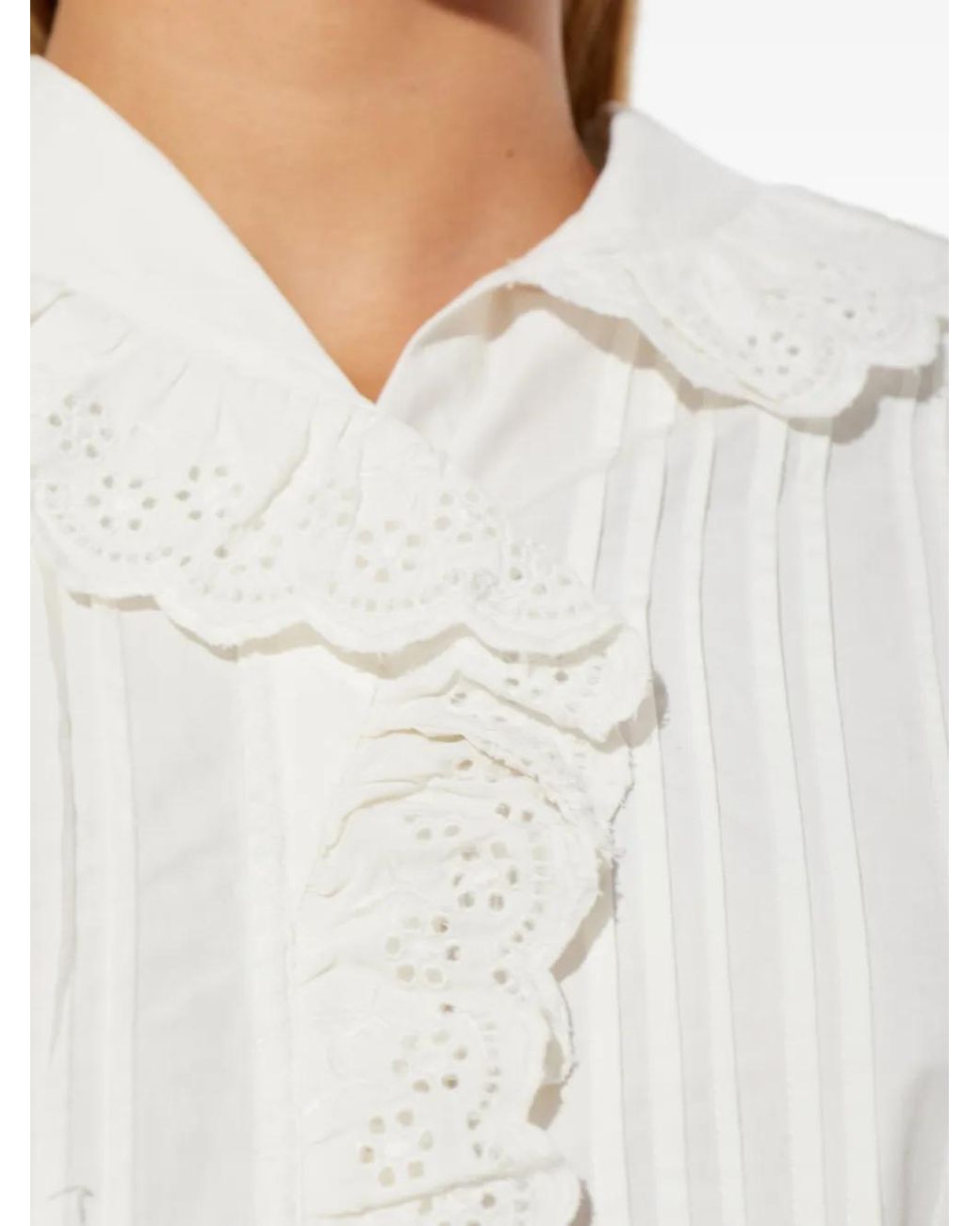 Isabel Marant White Nomia Ruffled-Trim Top